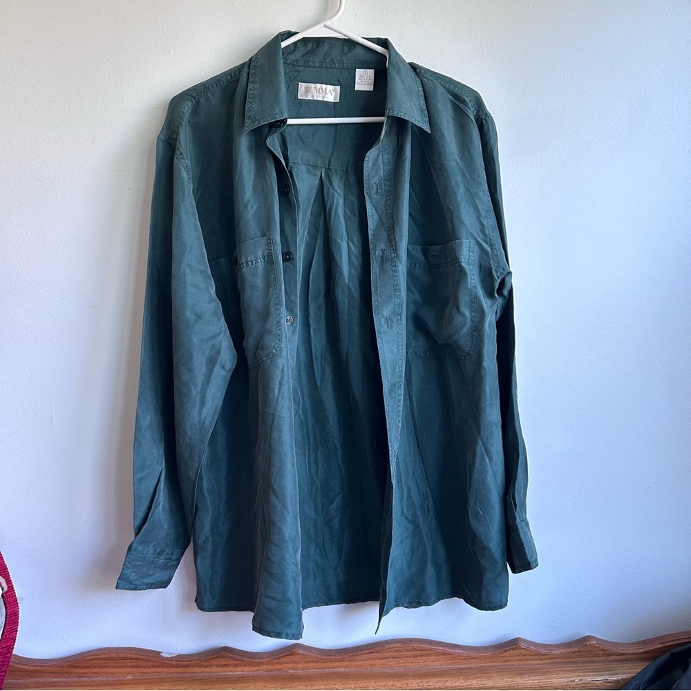 Lightweight Men's Teal Button-Up Shirt Jacket